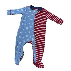 Baby Gap Pajama Footed Red Blue White Stripes Stars USA Flag Boy Girl 0-3M